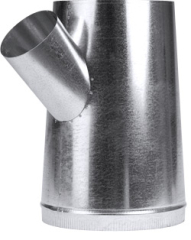 Front view of Steel 45 Degree Wye Branch Ductwork Fitting with one Crimped End #DWS050403