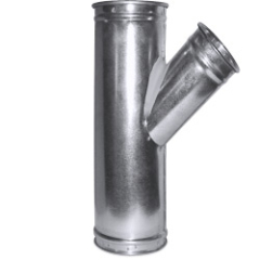Front view of Quick-Clamp 45 Degree Reducing Wye Branch Duct Fitting #GWZ040403