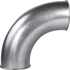 Side view of Quick-Clamp 90 Degree Long Radius Elbow Ductwork Fitting #GEL079000