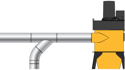 Wye joint pointing away from dust collector
