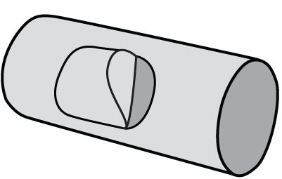 Metal peeling back from pipe