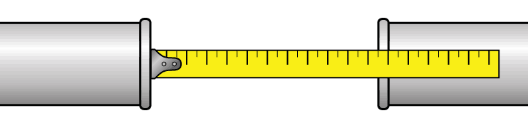 Measuring pipe with tape measure