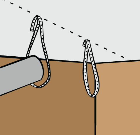 Feeding ductwork through attached hanger strap loops