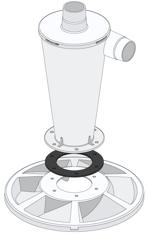 Diagram of the Molded Dust Deputy Cyclone Lid Installation