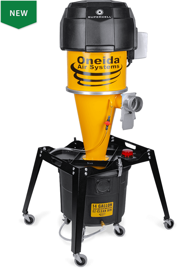 Front angled view of 14-gallon Portable Freestanding model of the Supercell Dust Collector