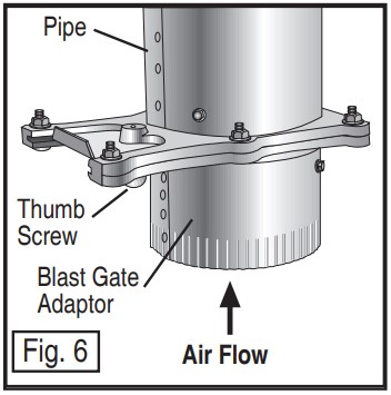 Blast gate installation diagram