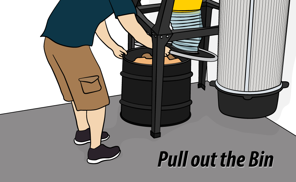 Pull the dust bin out from under the cyclone.