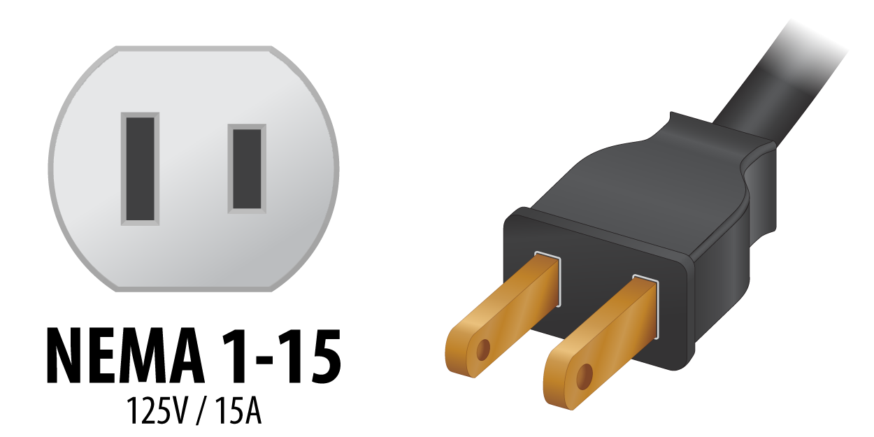 NEMA 1-15 Plug Type, 125V/15A