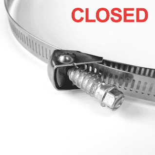 Open/Closed lock positions on adjustable hose clamps